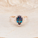 "KB" - BRIDAL SUITE - PEAR SHAPED LAB-GROWN ALEXANDRITE ENGAGEMENT RING WITH "MELODY" & "FALA" TRACERS-9