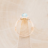 "BRIDGETTE" - PEAR-SHAPED TURQUOISE ENGAGEMENT RING WITH DIAMOND HALO & ACCENTS-11