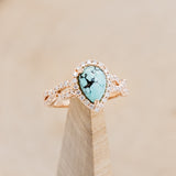 "BRIDGETTE" - PEAR-SHAPED TURQUOISE ENGAGEMENT RING WITH DIAMOND HALO & ACCENTS-7