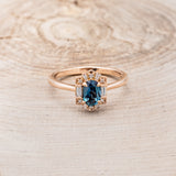 "CLEOPATRA" - OVAL LAB-GROWN ALEXANDRITE ENGAGEMENT RING WITH DIAMOND ACCENTS & TRACER