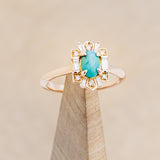 "CLEOPATRA" - OVAL TURQUOISE ENGAGEMENT RING WITH DIAMOND ACCENTS-1