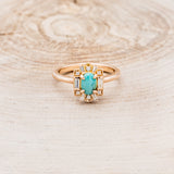 "CLEOPATRA" - OVAL TURQUOISE ENGAGEMENT RING WITH DIAMOND ACCENTS-4