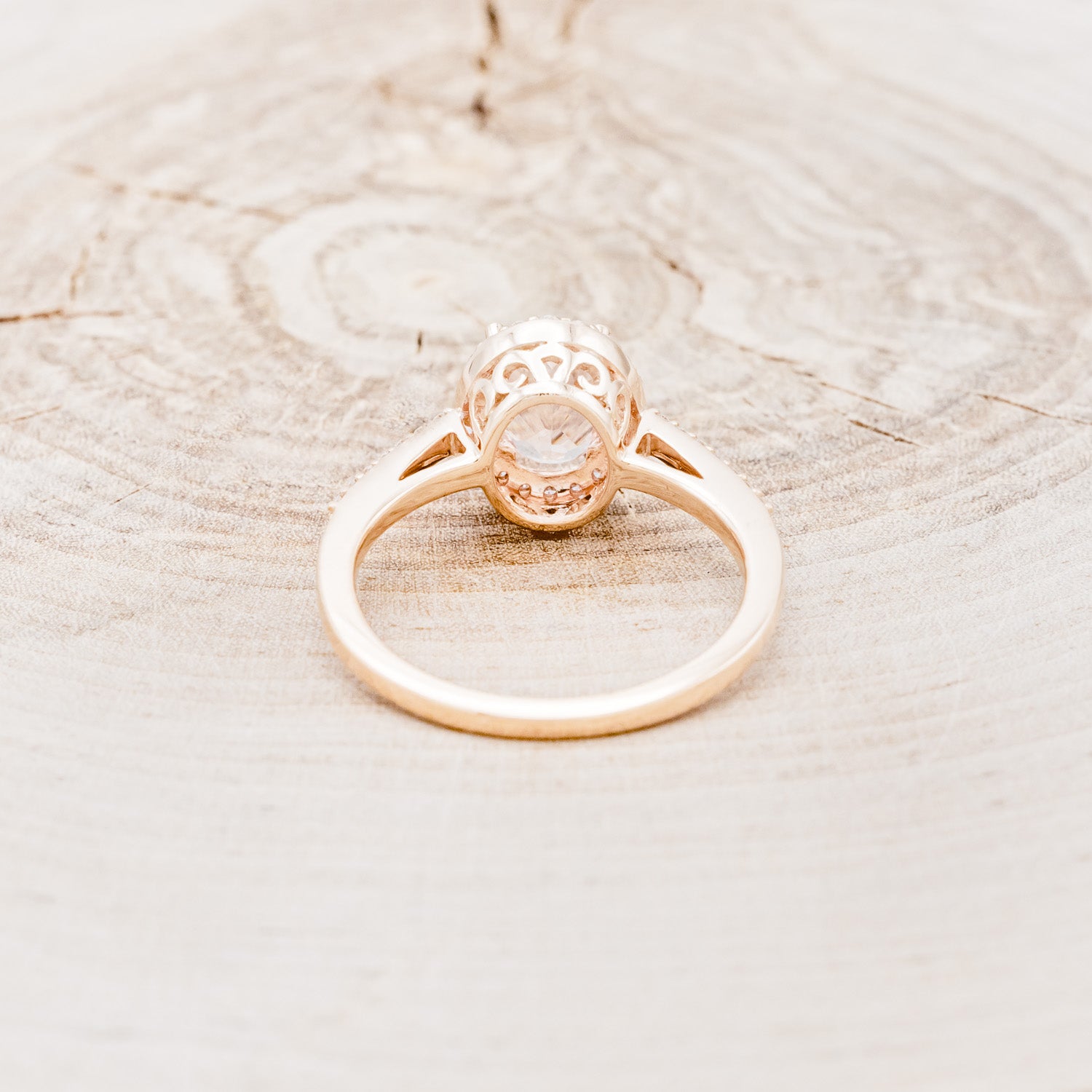 "DIANA" - OVAL MORGANITE ENGAGEMENT RING WITH DIAMOND HALO & ACCENTS-5