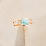 "DOLLY" - EMERALD CUT TURQUOISE ENGAGEMENT RING WITH DIAMOND ACCENTS
