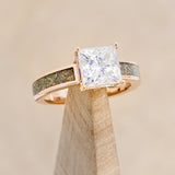 "EOTA" - PRINCESS CUT MOISSANITE ENGAGEMENT RING WITH FIRE & ICE OPAL INLAYS