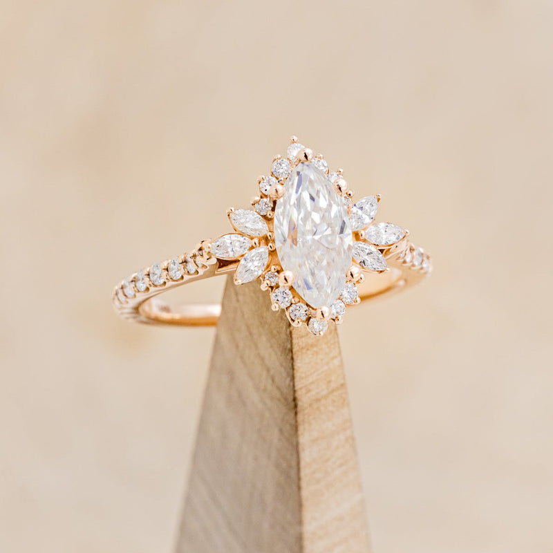 "FRITZI" - MARQUISE CUT MOISSANITE ENGAGEMENT RING WITH DIAMOND ACCENTS
