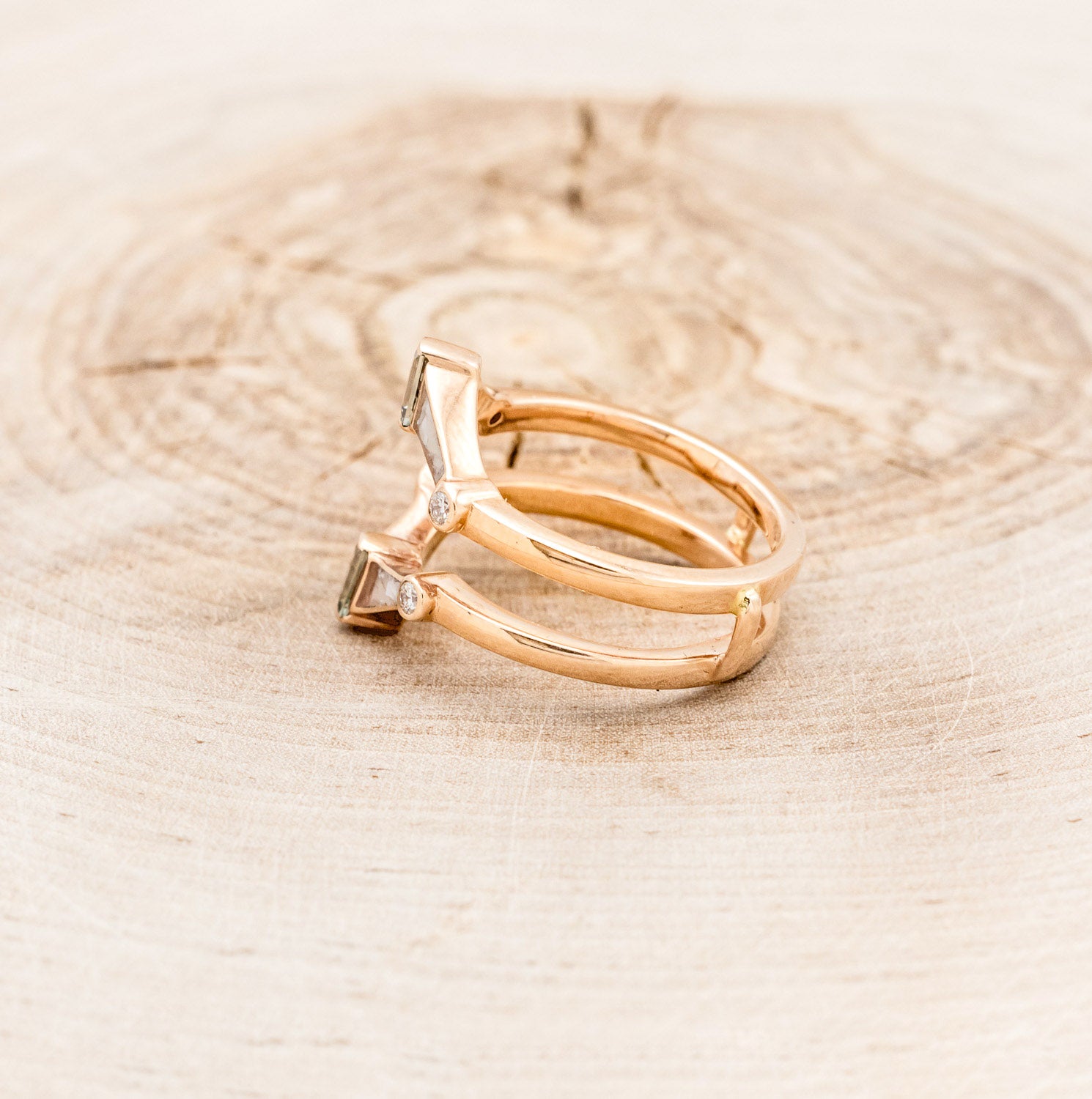 "GEMINI" - MOTHER OF PEARL & MONTANA SAPPHIRE RING GUARD-10