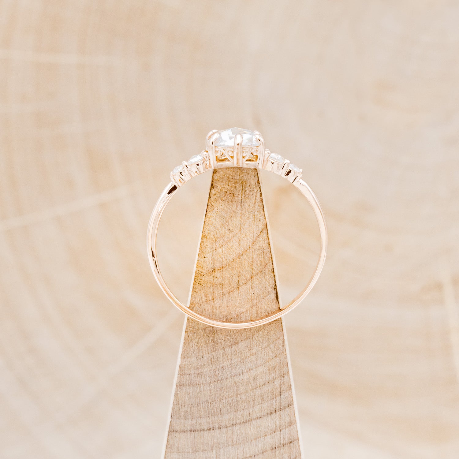 "GEMINI" - ROUND ROSE CUT MOISSANITE ENGAGEMENT RING WITH DIAMOND ACCENTS-13