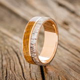 "GOLDEN" - WHISKEY BARREL OAK & ANTLER WEDDING BAND-7