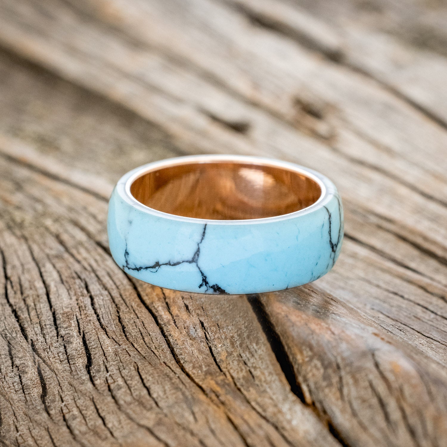 "HAVEN" - TURQUOISE & BLACK MATRIX TRUSTONE WEDDING BAND-8