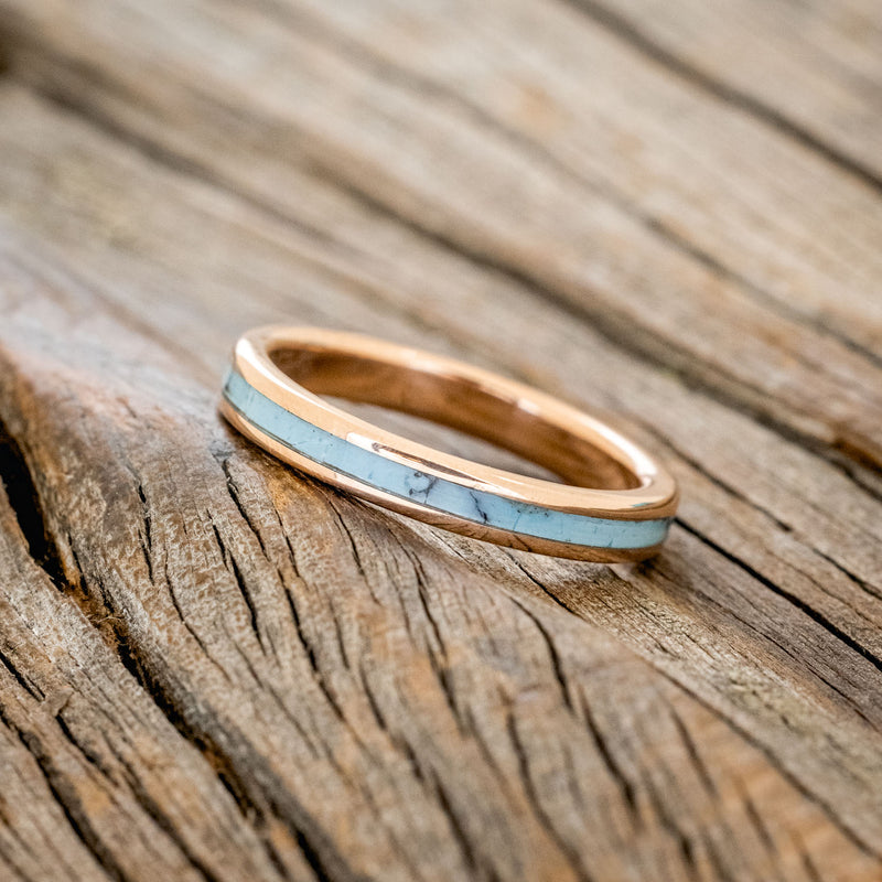 "HAVEN" - MATCHING SET OF TURQUOISE & BLACK MATRIX TRUSTONE WEDDING BANDS-13