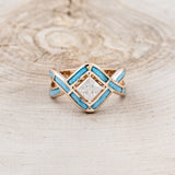 "HELIX" - PRINCESS CUT MOISSANITE ENGAGEMENT RING WITH TURQUOISE INLAYS