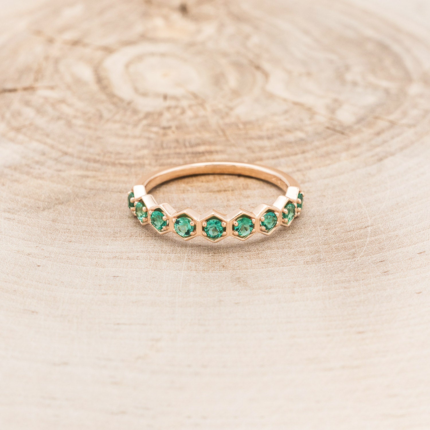 HEXAGON LAB GROWN EMERALD STACKING BAND-4