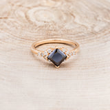 "LAYLA" - BRIDAL SUITE PRINCESS-CUT BLACK MOISSANITE ENGAGEMENT RING WITH DIAMOND ACCENTS & TRACERS-16