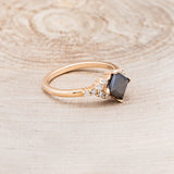 "LAYLA" - BRIDAL SUITE PRINCESS-CUT BLACK MOISSANITE ENGAGEMENT RING WITH DIAMOND ACCENTS & TRACERS-14