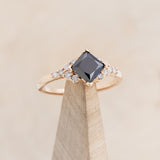 "LAYLA" - BRIDAL SUITE PRINCESS-CUT BLACK MOISSANITE ENGAGEMENT RING WITH DIAMOND ACCENTS & TRACERS-13