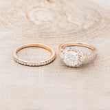 "OPHELIA" - CUSHION CUT MOISSANITE ENGAGEMENT RING WITH "STELLA" STACKING BAND-13