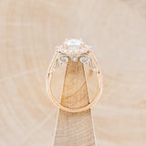 "OPHELIA" - CUSHION CUT MOISSANITE ENGAGEMENT RING WITH DIAMOND HALO & ACCENTS- 14K ROSE GOLD - SIZE 6