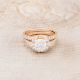 "OPHELIA" - CUSHION CUT MOISSANITE ENGAGEMENT RING WITH "STELLA" STACKING BAND-12