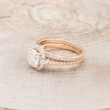 "OPHELIA" - CUSHION CUT MOISSANITE ENGAGEMENT RING WITH "STELLA" STACKING BAND-11