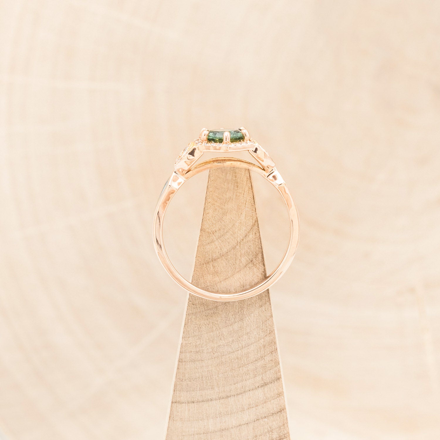 "LUCY IN THE SKY" PETITE - ROUND CUT MONTANA SAPPHIRE ENGAGEMENT RING WITH DIAMOND ACCENTS & TURQUOISE INLAYS-18