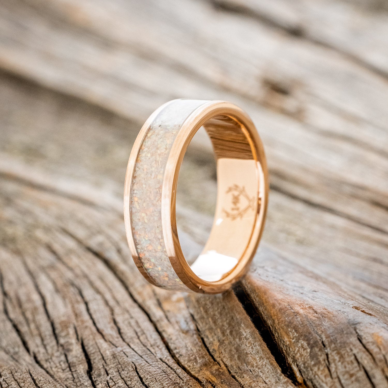 "RAINIER" - FIRE & ICE OPAL WEDDING BAND-13