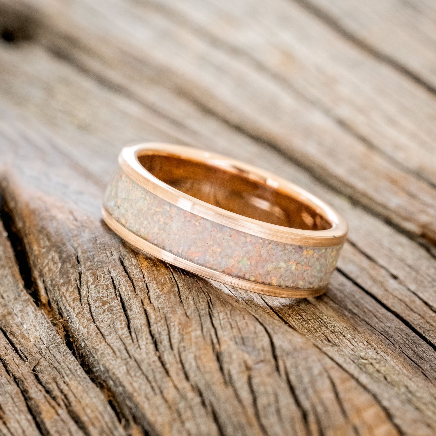 "RAINIER" - FIRE & ICE OPAL WEDDING BAND-14