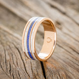 "RIO" - MOTHER OF PEARL & LAPIS LAZULI WEDDING RING FEATURING A 14K GOLD BAND-4