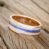 "RIO" - MOTHER OF PEARL & LAPIS LAZULI WEDDING RING FEATURING A 14K GOLD BAND-5