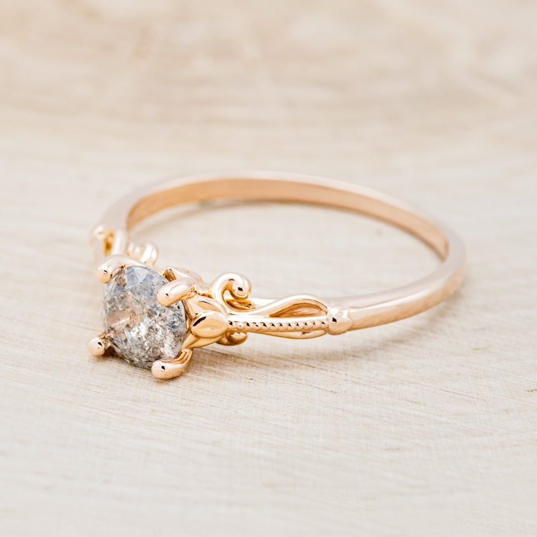 "ROSEMARY" - ENGAGEMENT RING WITH FLORAL DIAMOND STACKING BAND - MOUNTING ONLY - SELECT YOUR OWN STONE-10