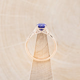 "ROSLYN" - OVAL LAB-GROWN SAPPHIRE ENGAGEMENT RING WITH DIAMOND ACCENTS