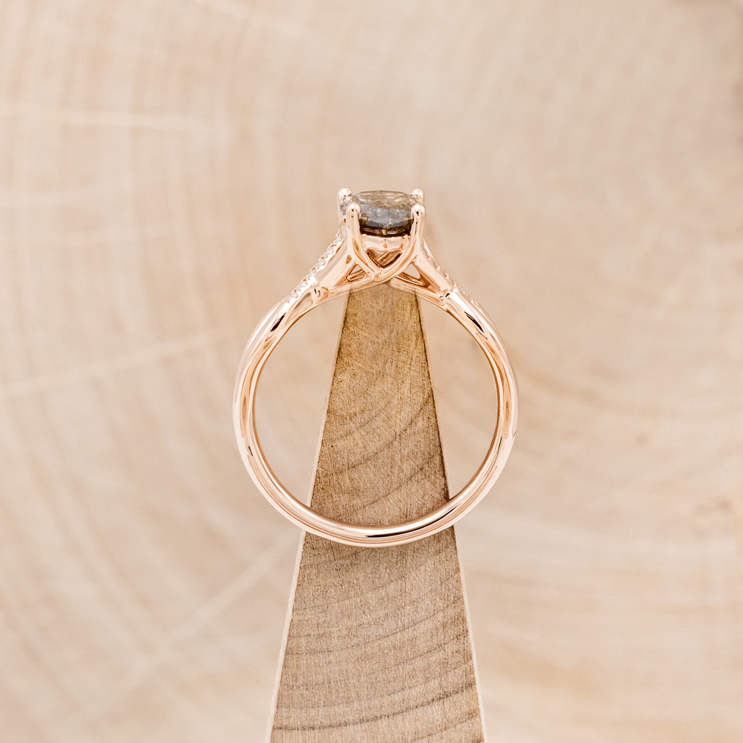 "ROSLYN" - PEAR SHAPED SALT & PEPPER DIAMOND ENGAGEMENT RING WITH DIAMOND ACCENTS-6