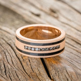 "RYDER" - BLACK DIAMONDS & JET STONE INLAYS WEDDING BAND WITH A SANDBLASTED FINISH-3