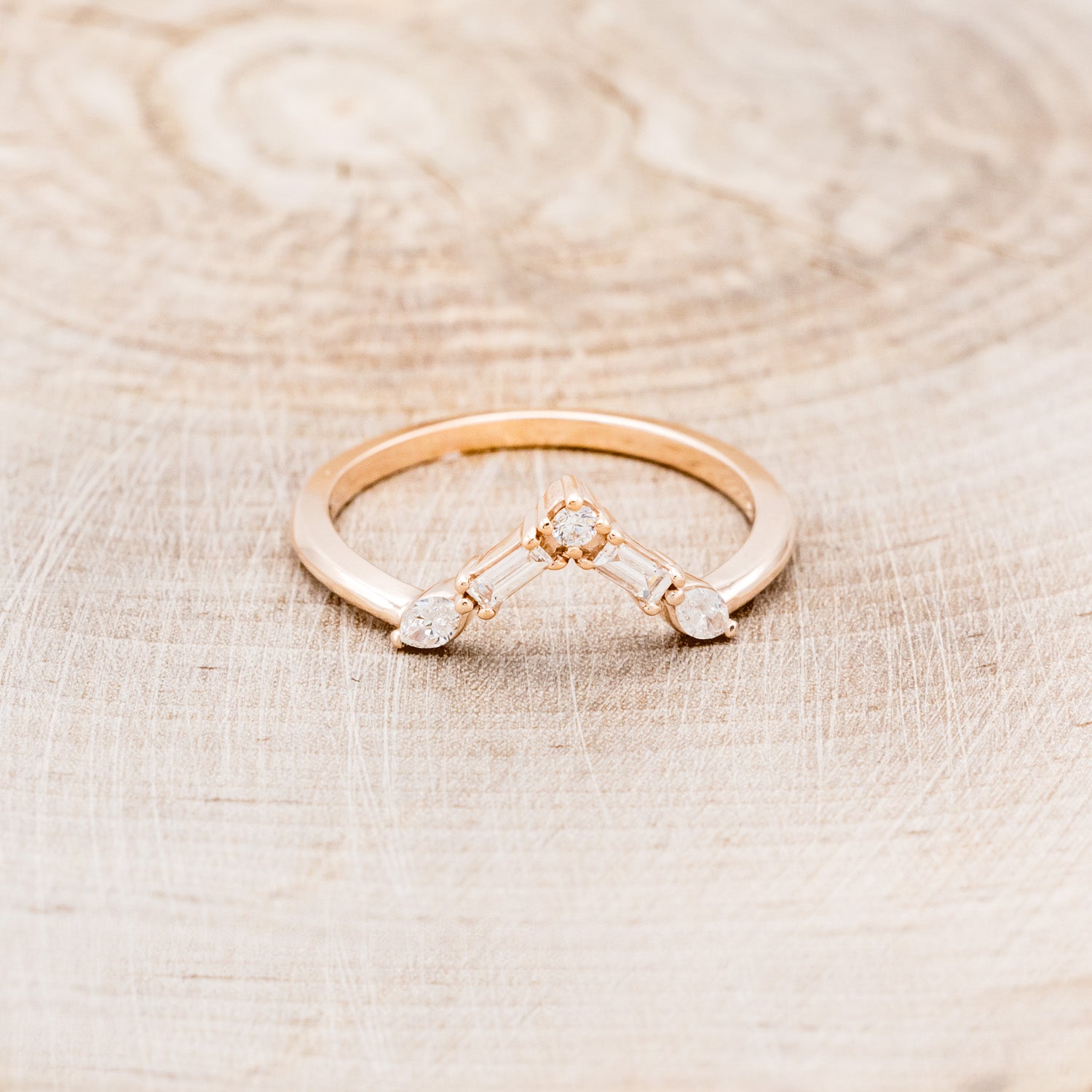 "TULIP" - MARQUISE MOISSANITE ENGAGEMENT RING WITH "MELODY" DIAMOND STACKING BAND-16