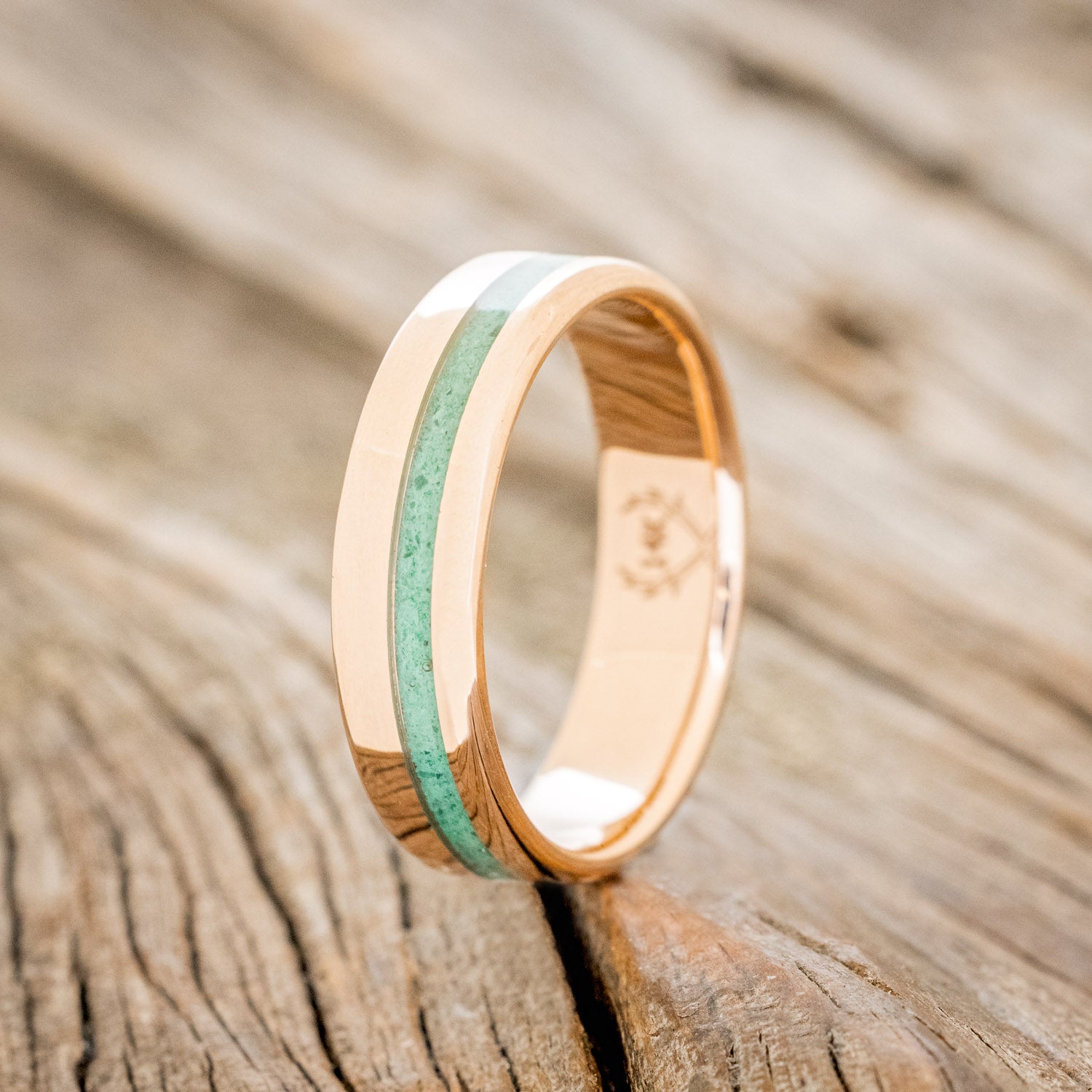 "VERTIGO" - MALACHITE WEDDING RING FEATURING A 14K GOLD BAND-4