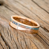 "JULIAN" - PATINA COPPER & LAB GROWN ALEXANDRITE WEDDING BAND-2