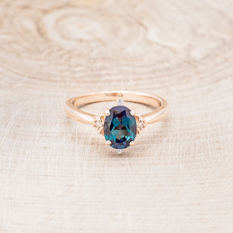 "ZELLA" - OVAL LAB-GROWN ALEXANDRITE ENGAGEMENT RING