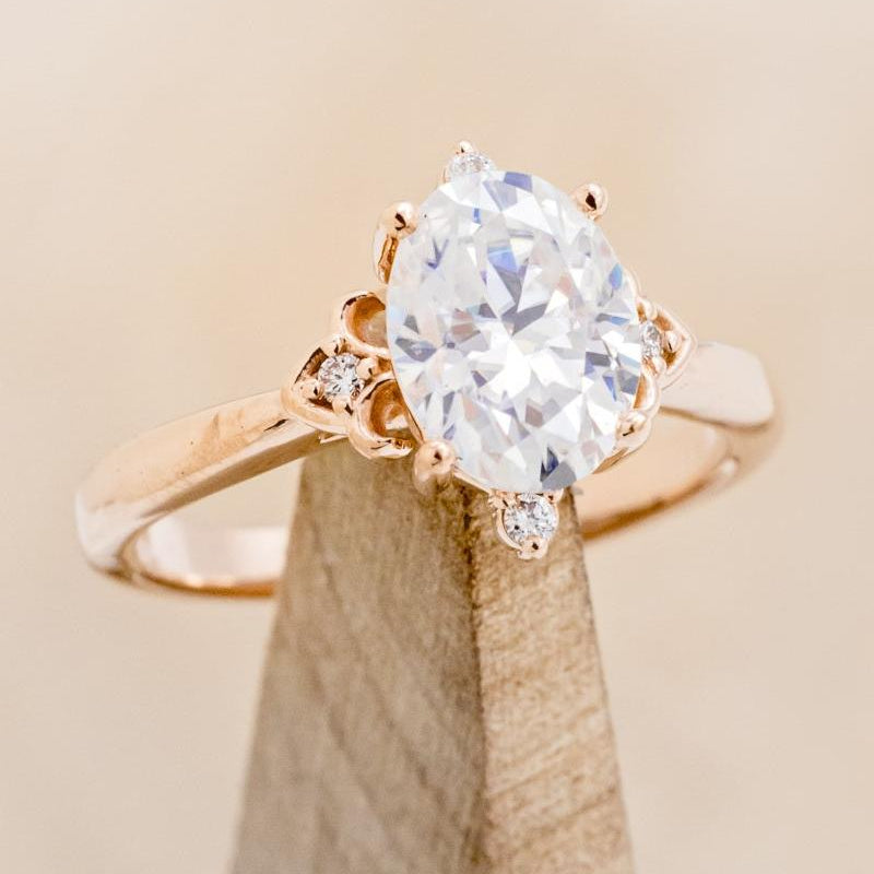 "ZELLA" - OVAL MOISSANITE ENGAGEMENT RING WITH DIAMOND ACCENTS-7
