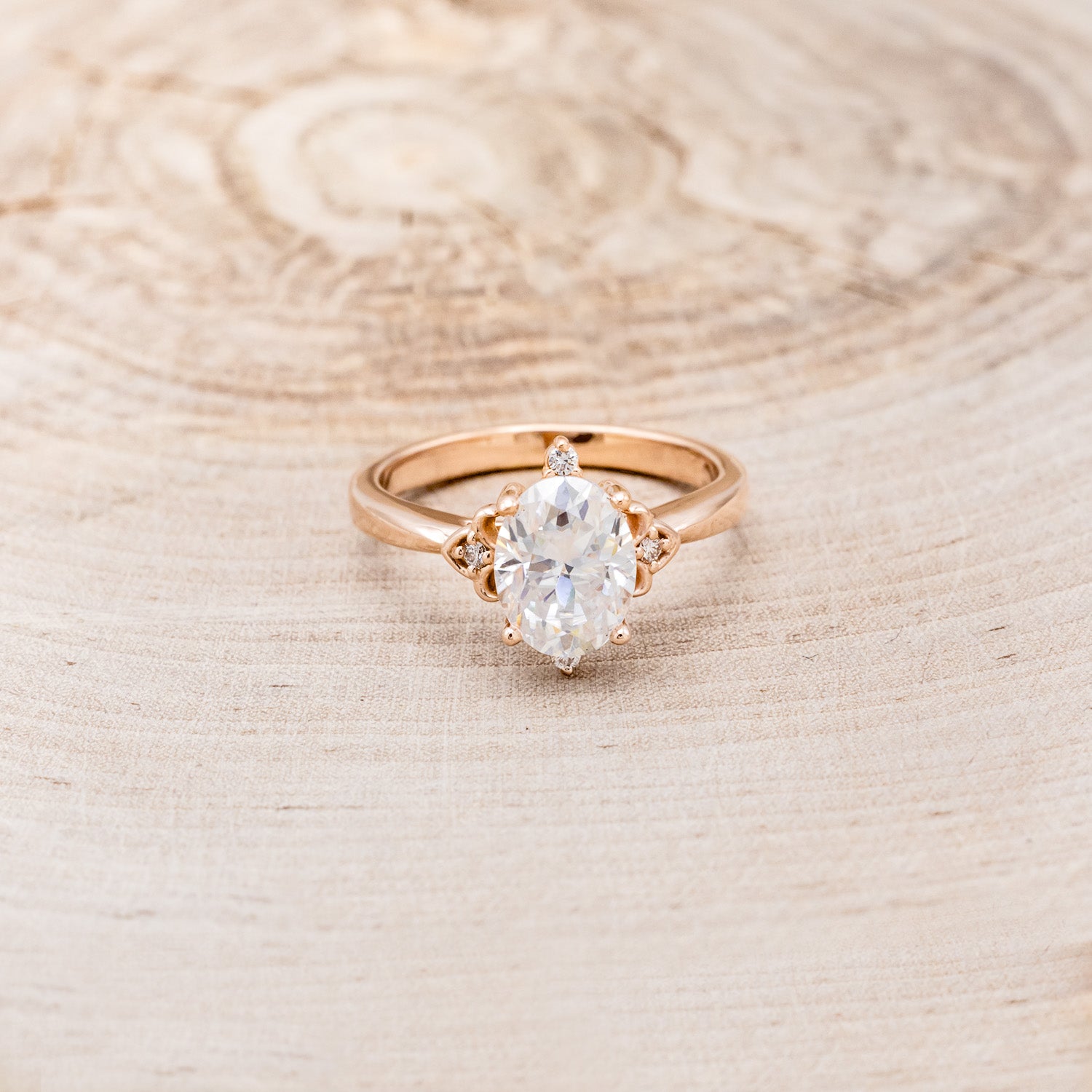 "ZELLA" - OVAL MOISSANITE ENGAGEMENT RING WITH DIAMOND ACCENTS-10