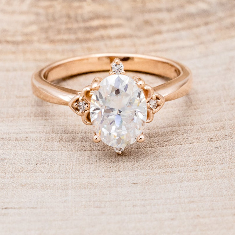 "ZELLA" - OVAL MOISSANITE ENGAGEMENT RING WITH DIAMOND ACCENTS-10