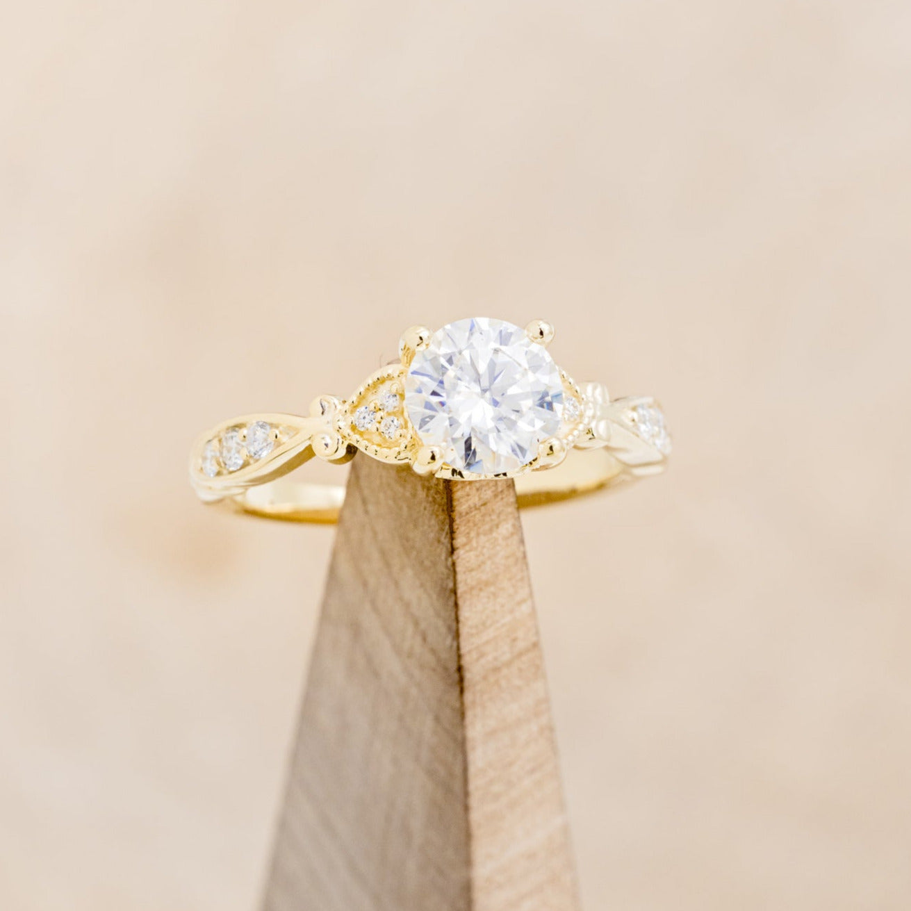 ROUND CUT MOISSANITE ENGAGEMENT RING WITH DIAMOND ACCENTS-13