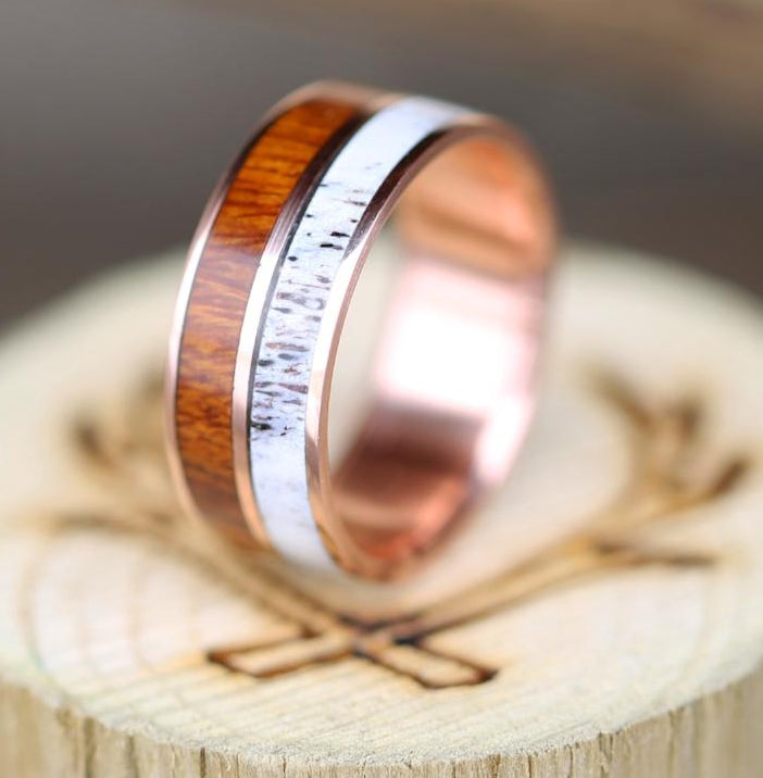 "DYAD" - IRONWOOD & ANTLER WEDDING BAND-10