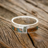 "BOWER" - PATINA COPPER & MOSS AGATE WEDDING BAND WITH CELTIC SAILOR'S KNOT ENGRAVINGS