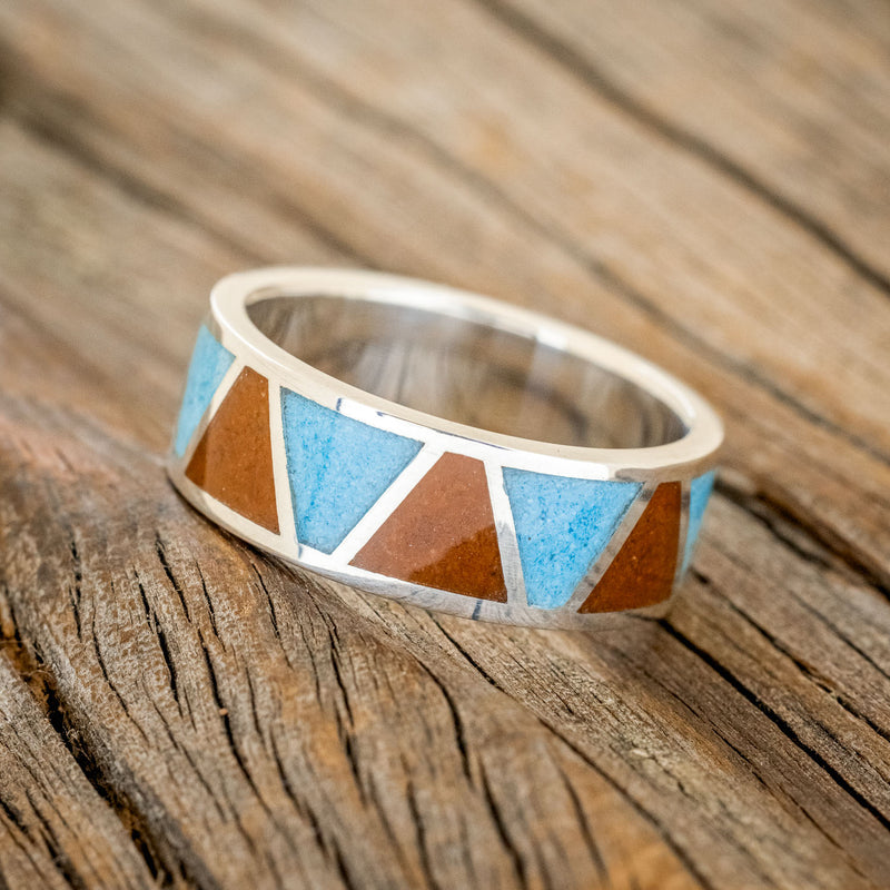 "POWELL" - TERRACOTTA & TURQUOISE WEDDING BAND-6