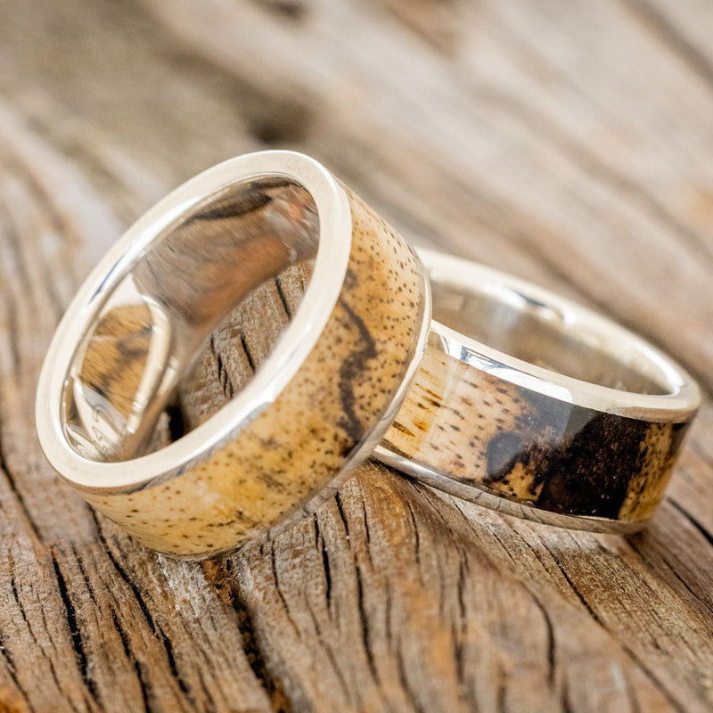 "RAINIER" - MATCHING SET OF SPALTED MAPLE WEDDING BANDS