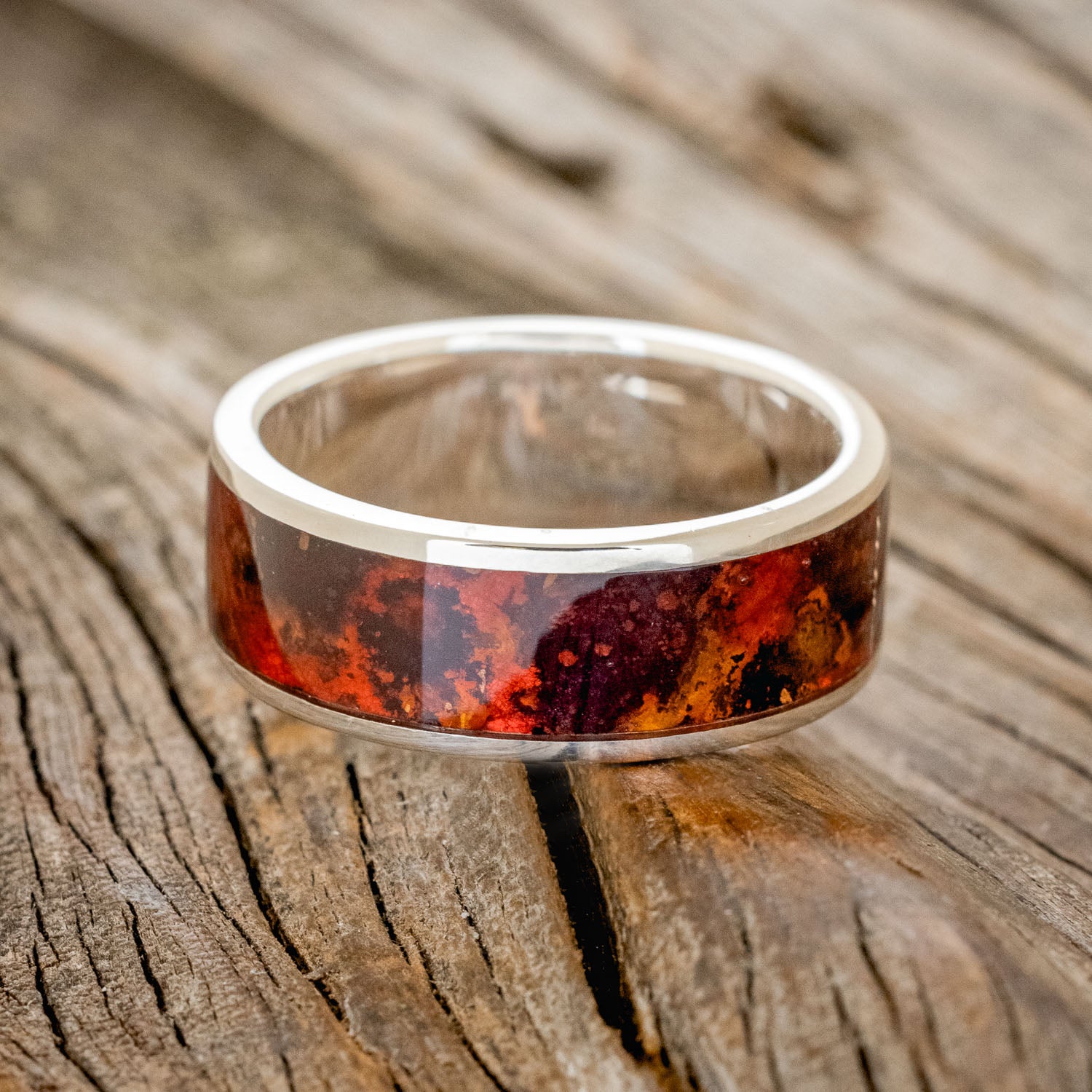 "RAINIER" - RED PATINA COPPER WEDDING BAND-3
