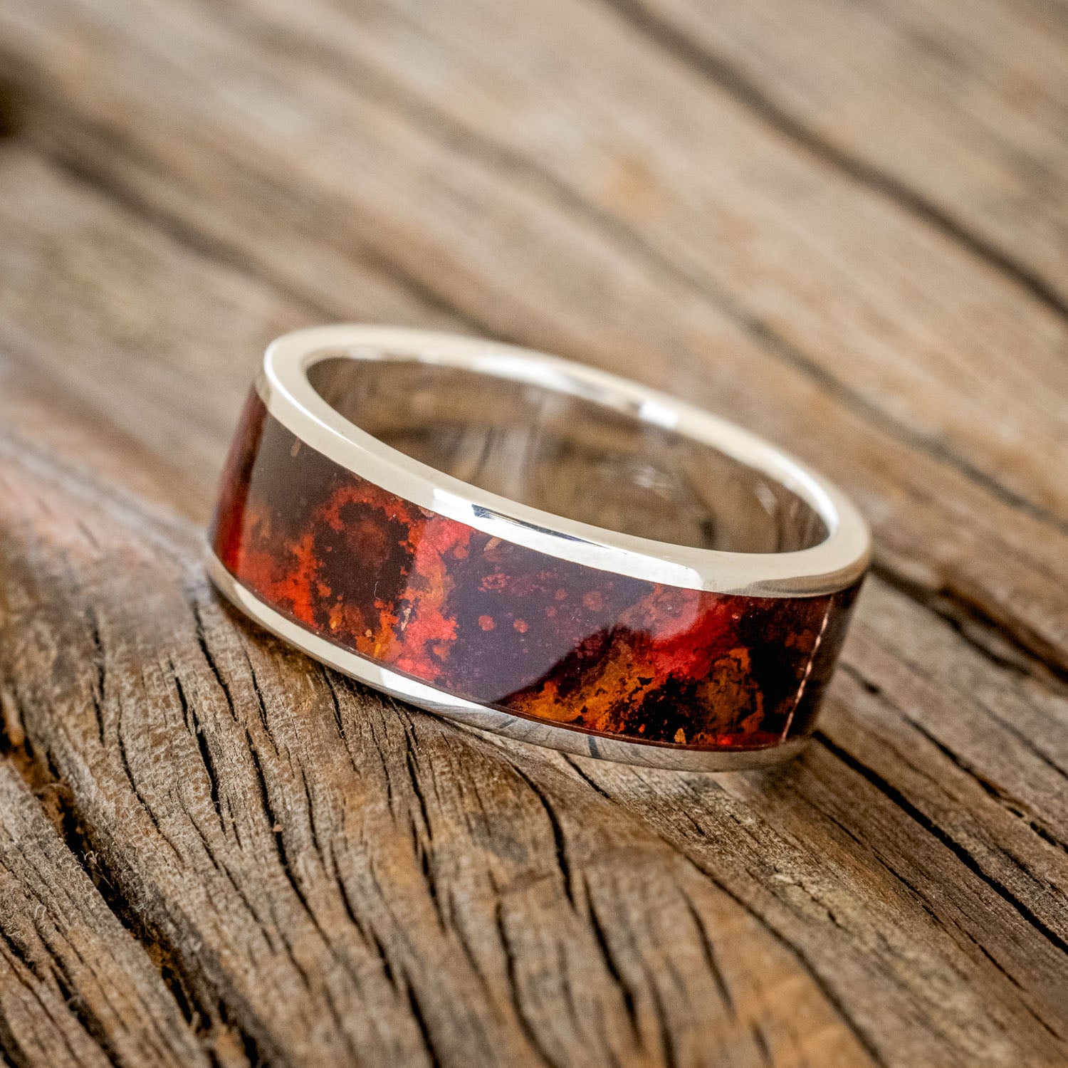 "RAINIER" - RED PATINA COPPER WEDDING BAND-2