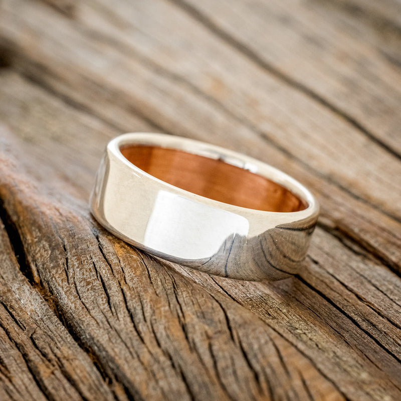 RUSTIC COPPER LINED WEDDING RING-5