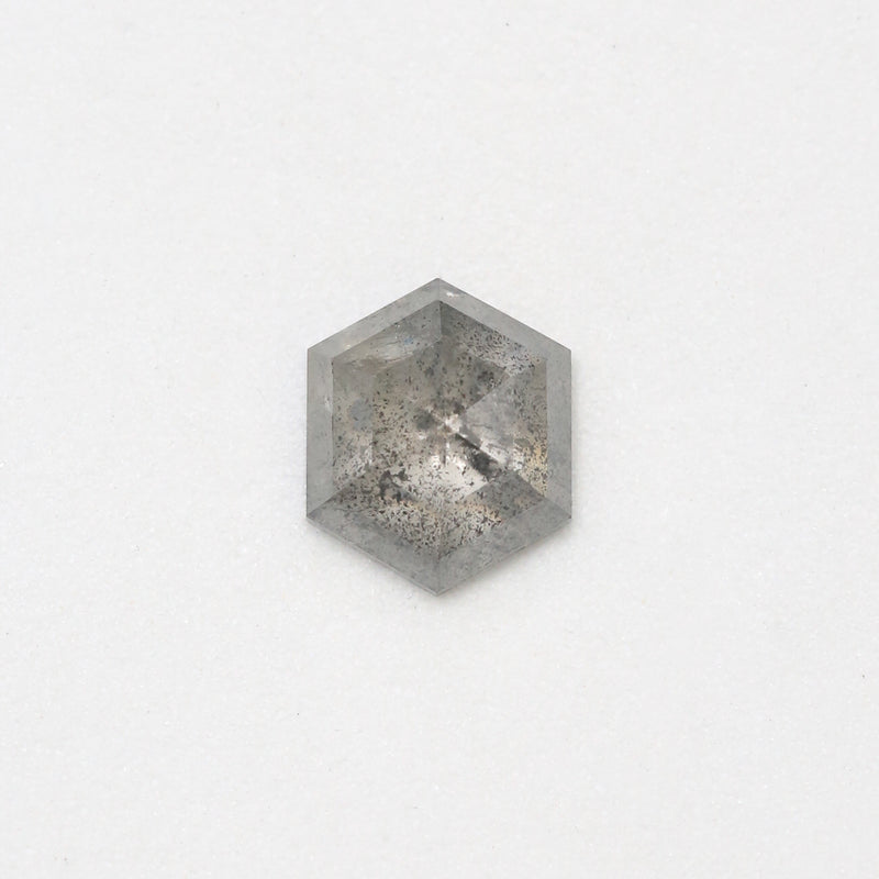 2.53ct 8.38x9.82x3.39mm HEXAGON ROSE CUT SALT & PEPPER DIAMOND-1