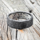 HAMMERED ANTLER LINED WEDDING BAND - READY TO SHIP-14